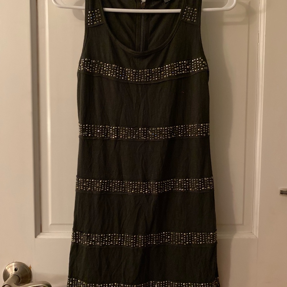 Forever 21 Dark green and Silver Embellished Mini Dress